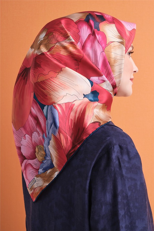 Armine Dj Saf Twill İpek Eşarp 9627D (T) - Pembe Eşarp ARMİNE 