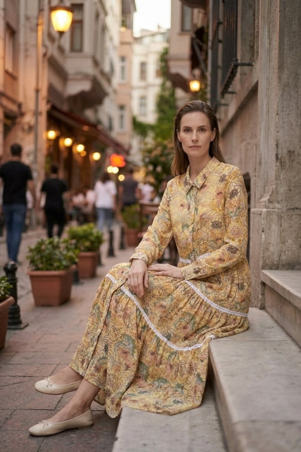 Ghisa 4449 Elbise - Sarı Elbise GHİSA 