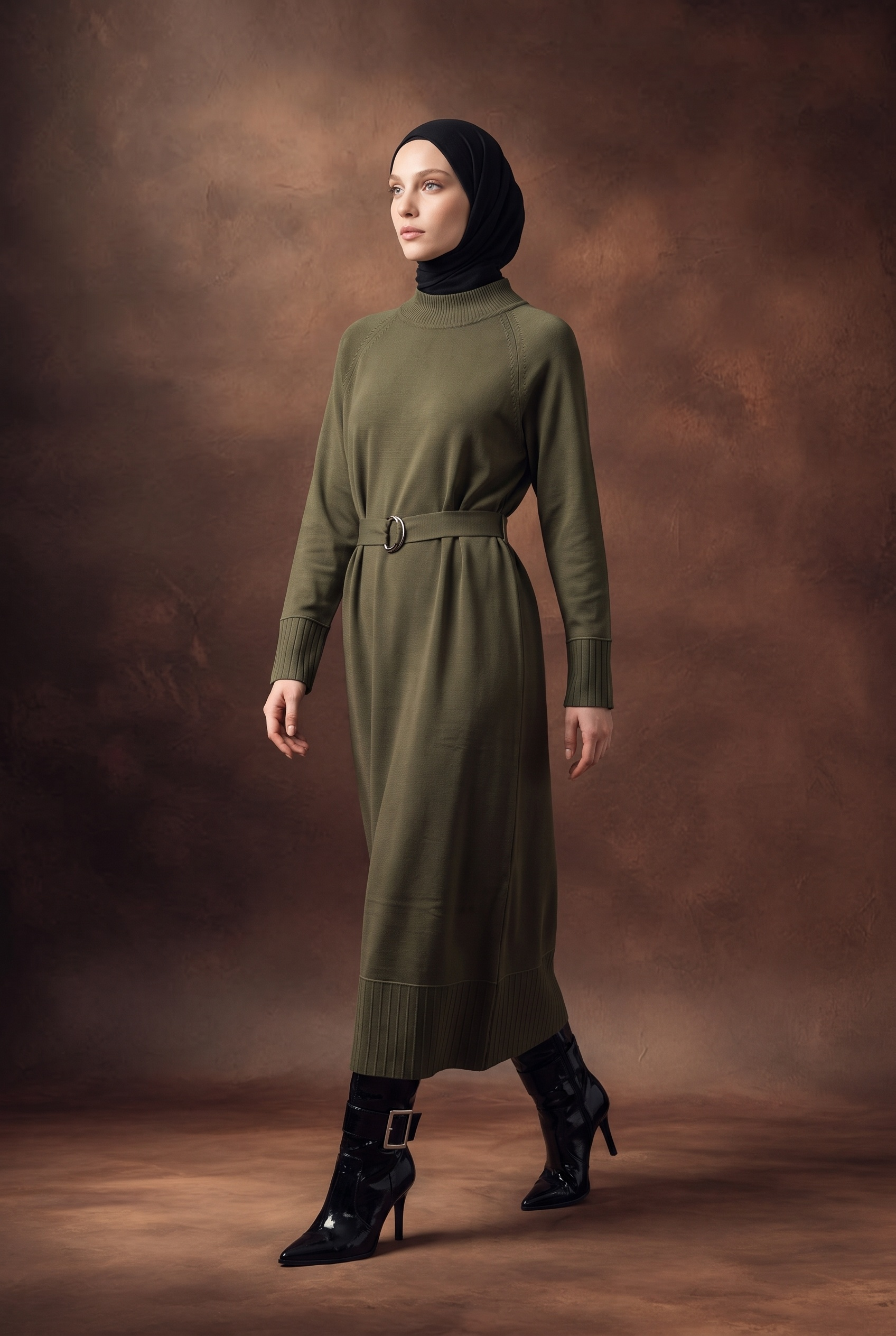 Armine Trend 26KTD911 Kemer Detaylı Elbise Haki Elbise ARMİNE TREND 