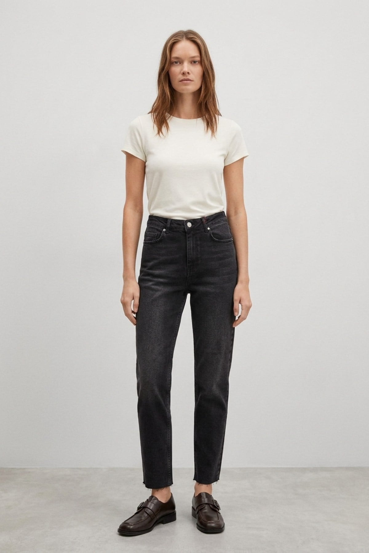 Dikişsiz Paça Mom Fit Kot Pantolon 764 Antrasit Kot Pantolon XLove Jeans 