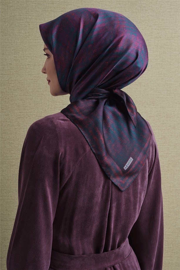 Armine Dj Saf Twill İpek Eşarp 9628D (T) - Morcivert Eşarp ARMİNE 