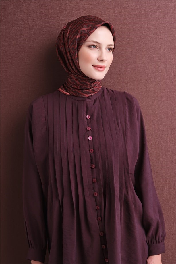 Armine Dj Saf Twill İpek Eşarp 9604D (T) - Bordo Eşarp ARMİNE 