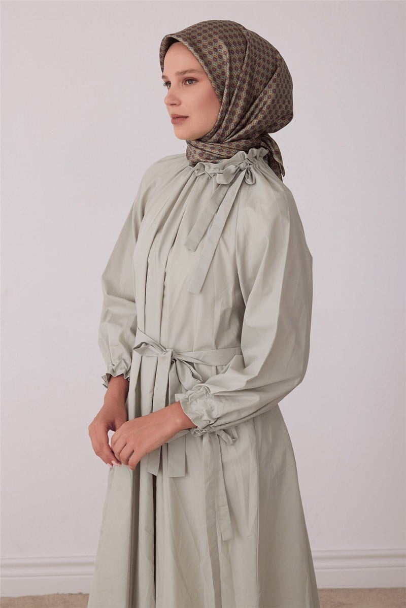 Belli 4418 Belli İmza Monogram %100 Twill İpek Eşarp - Yeşil Eşarp BELLI 
