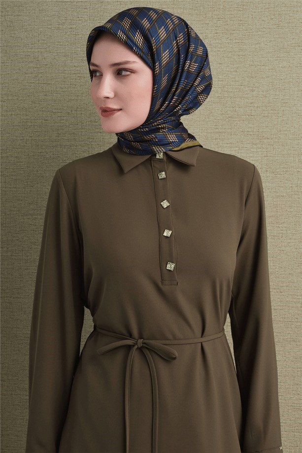 Armine Dj Saf Twill İpek Eşarp 9626D (T) - Yağ Yeşili Eşarp ARMİNE 