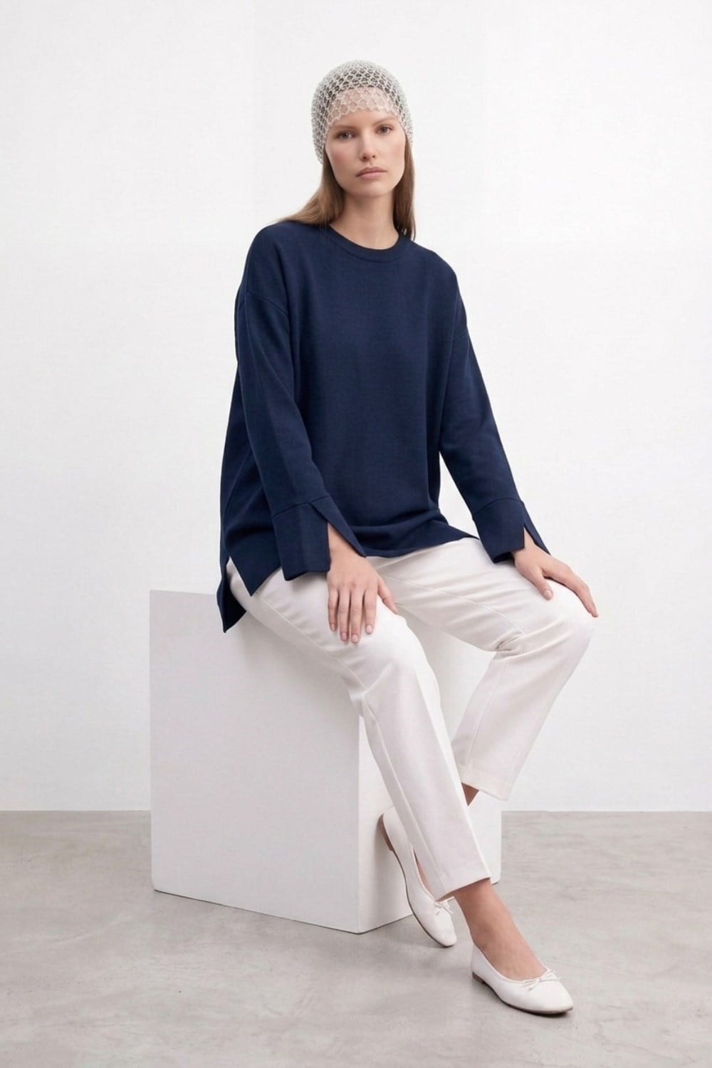 Kol V Detay Yırtmaçlı Tunik 20735 F.Navy Tunik PUANE 