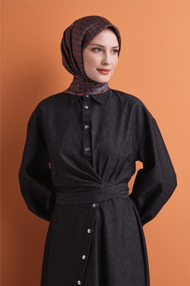 Armine Dj Saf Twill İpek Eşarp 9636D (T) - Turuncu Eşarp ARMİNE 
