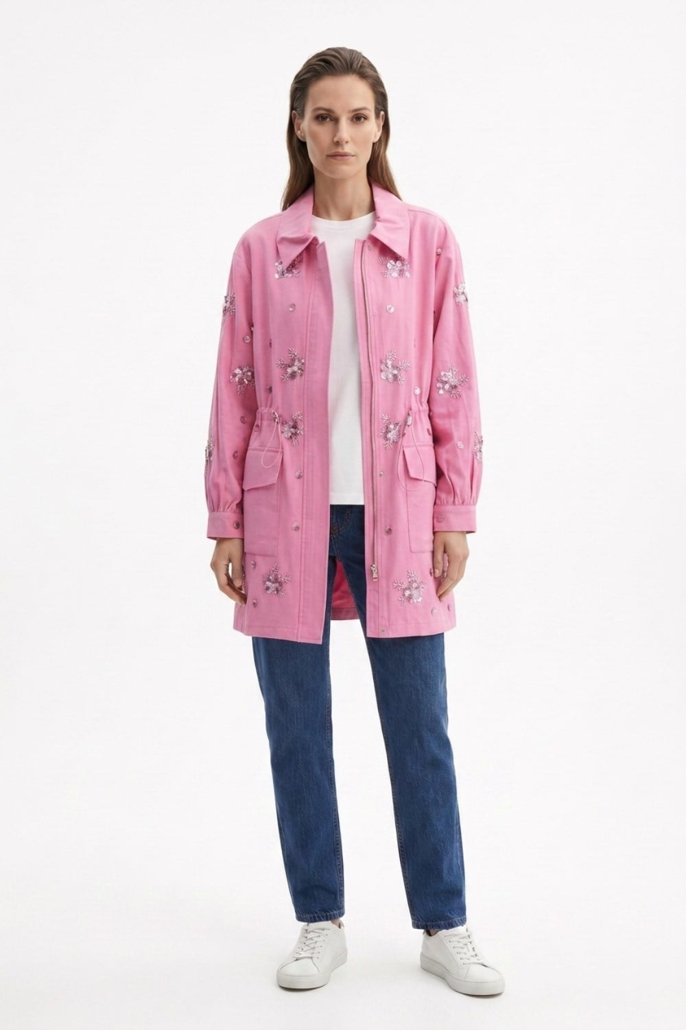 Çiçeği Boncuk ve Payet İşlemeli Kap 1615 - Pembe Kap STELLA STORE 