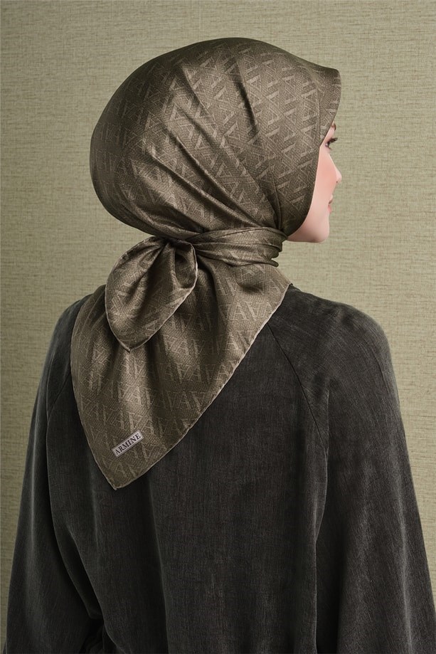 Armine Dj Saf Twill İpek Eşarp 9625D (T) - Haki Eşarp ARMİNE 