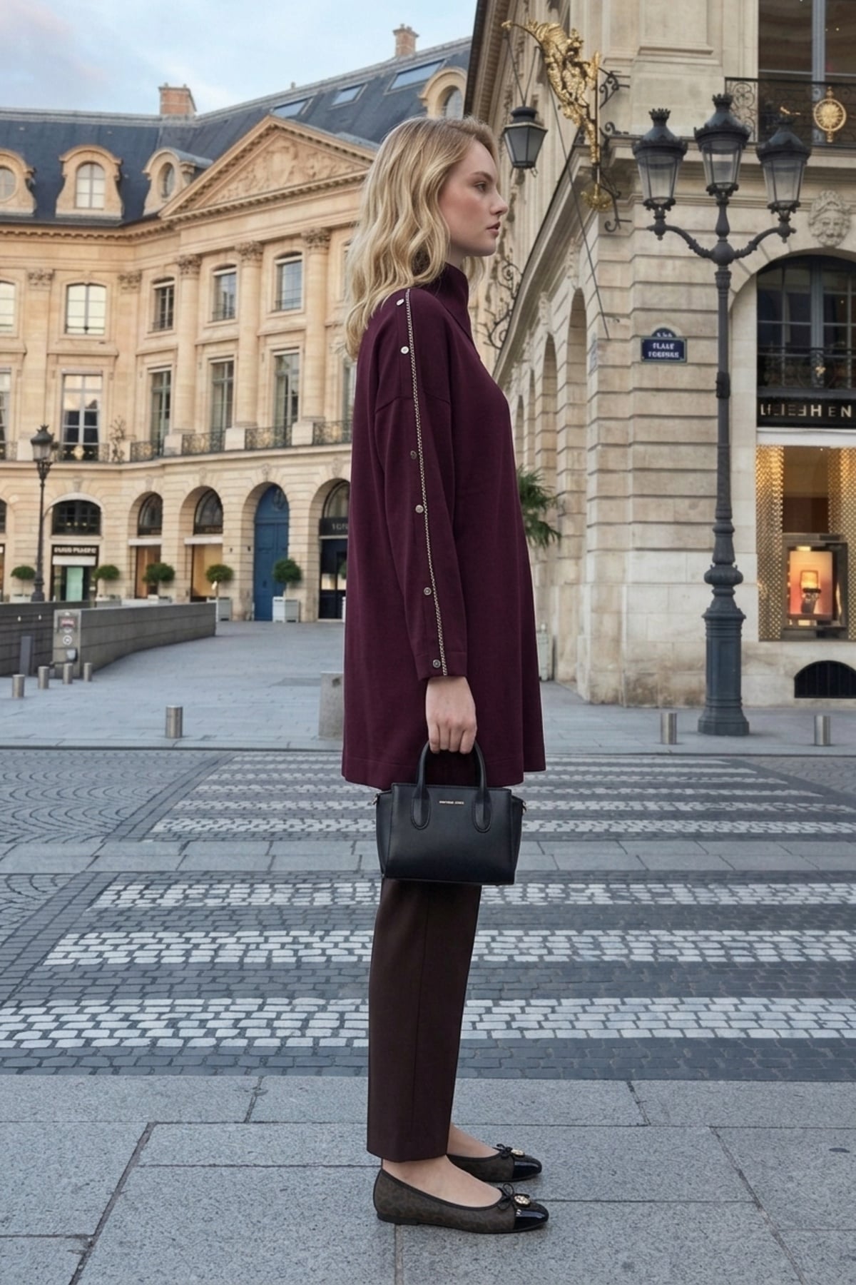 Avenna 26KA411 Yakası Triko Garnili Tunik Bordo Tunik ARMİNE TREND 