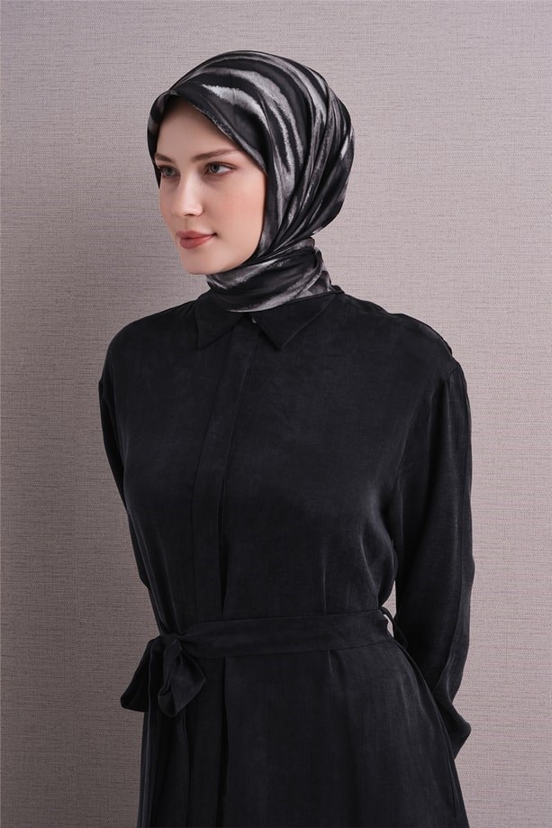 Armine Dj Saf Twill İpek Eşarp 9629D (T) - Antrasit Eşarp ARMİNE 