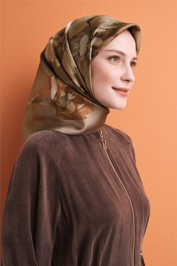 Armine Dj Saf Twill İpek Eşarp 9611D (T) - Safran Eşarp ARMİNE 