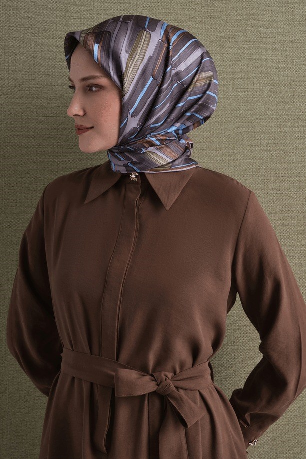 Armine Dj Saf Twill İpek Eşarp 9616D (T) - Gri Eşarp ARMİNE 