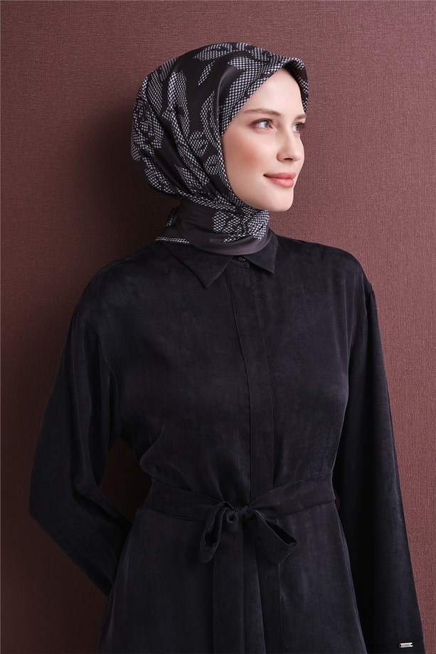 Armine Dj Saf Twill İpek Eşarp 9645D (T) - Füme Eşarp ARMİNE 