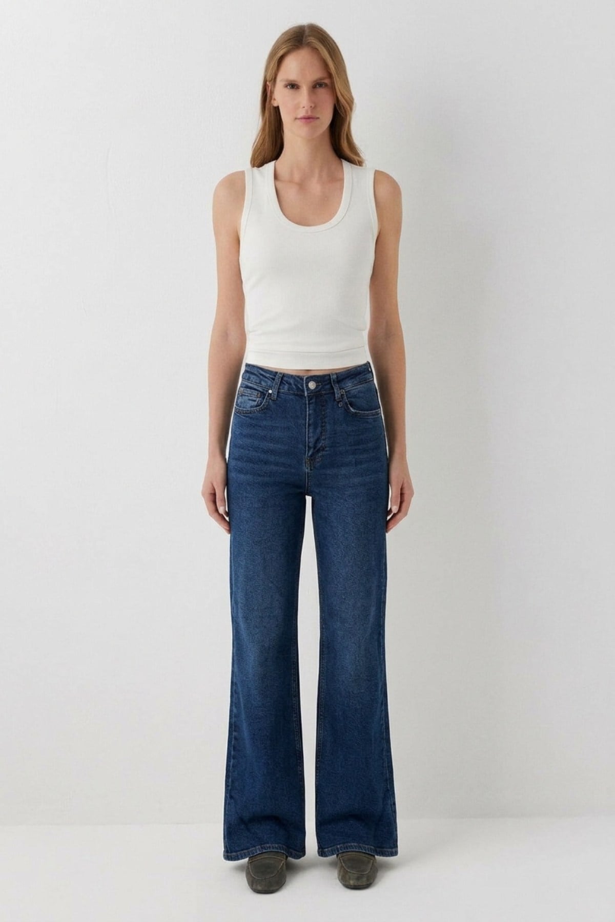 İspanyol Mom Fit Pantolon 1706 Koyu Mavi Kot Pantolon XLove Jeans 