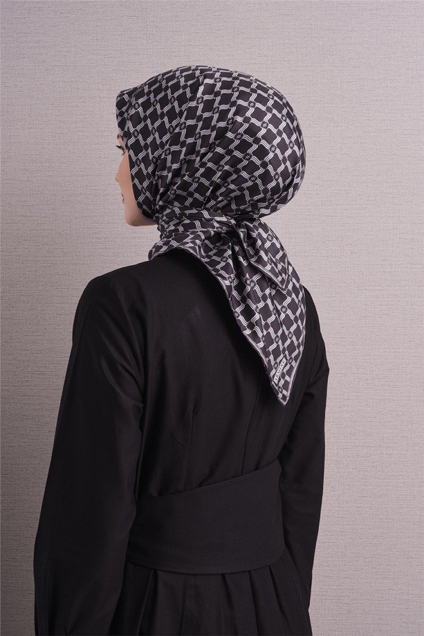 Armine Dj Saf Twill İpek Eşarp 9636D (T) - Antrasit Eşarp ARMİNE 