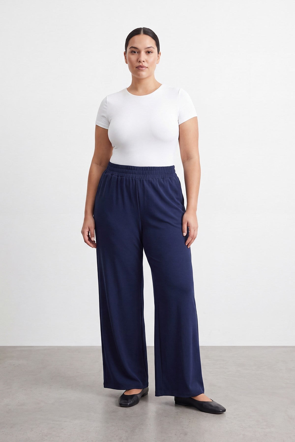 Bol Paça Büyük Beden Pantolon 19285 F.Navy Pantolon PUANE 