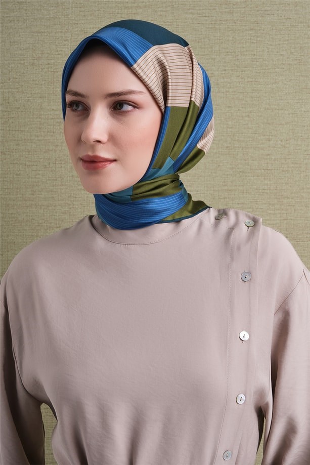 Armine Dj Saf Twill İpek Eşarp 9610D (T) - Yeşil Eşarp ARMİNE 