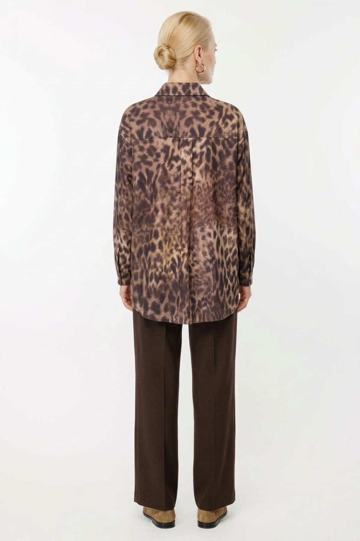 Ghisa Leopar Baskılı Gömlek Tunik 4520 Kahve Tunik GHİSA 