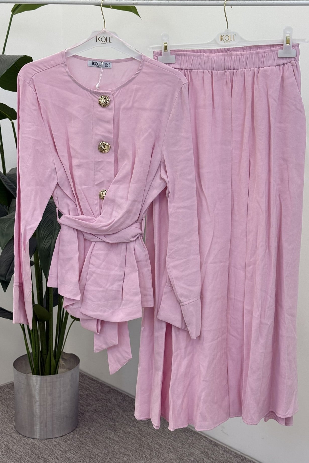 Bağlamalı Gold Çıtçıtlı Etekli Takım 0036977 - Pembe Takım İKOLL 