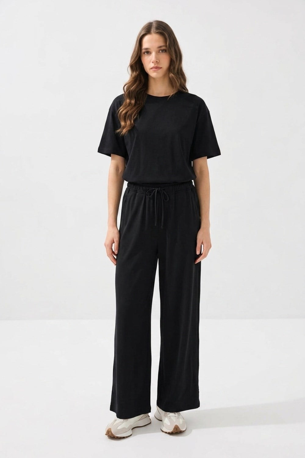 Palazzo Modal Jogger Pantolon 0037288 Siyah Pantolon İKOLL 