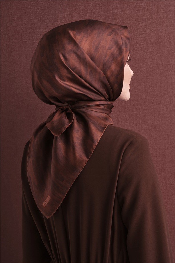 Armine Dj Saf Twill İpek Eşarp 9630D (T) - Kahve Eşarp ARMİNE 