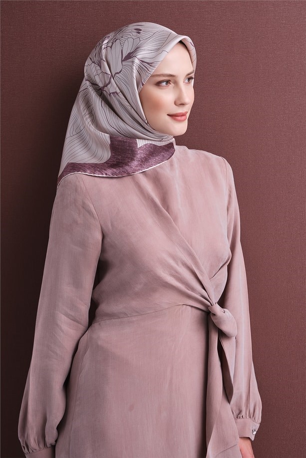 Armine Dj Saf Twill İpek Eşarp 9639D (T) - Pembe Eşarp ARMİNE 