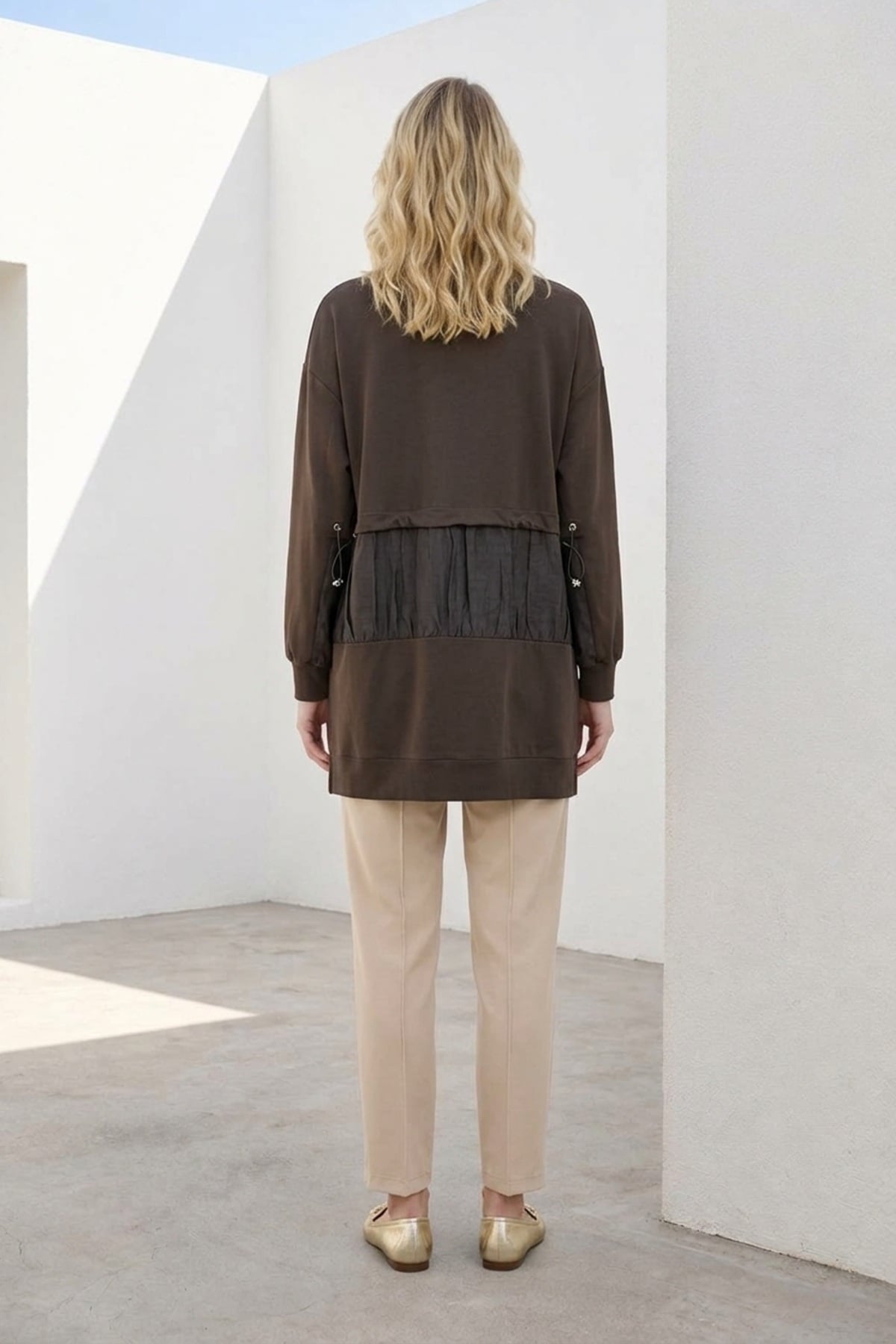 Dik Taş Baskılı Tunik 10825 Browni Tunik PUANE 