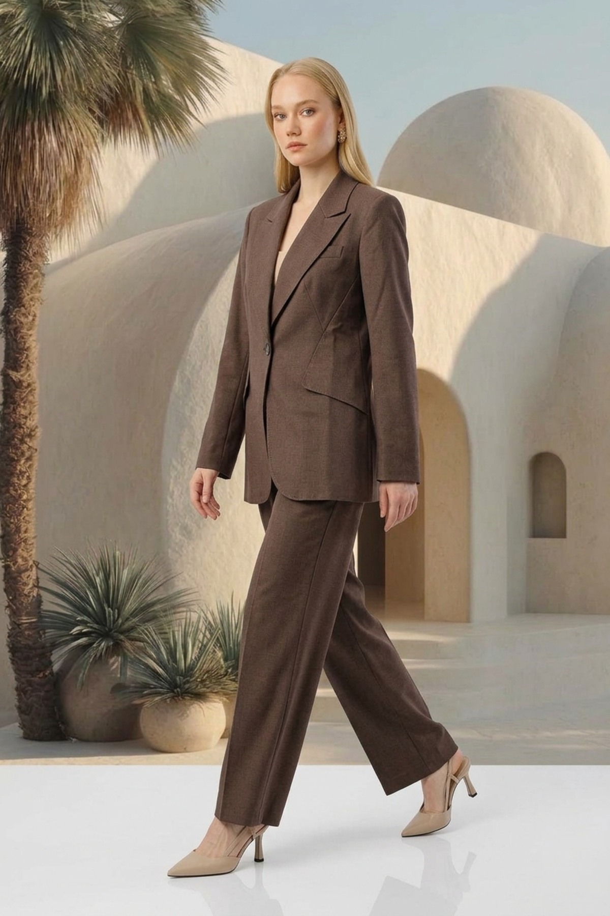 Ghisa Blazer Ceketli Pantolonlu Takım 9415 Kahve Takım GHİSA 