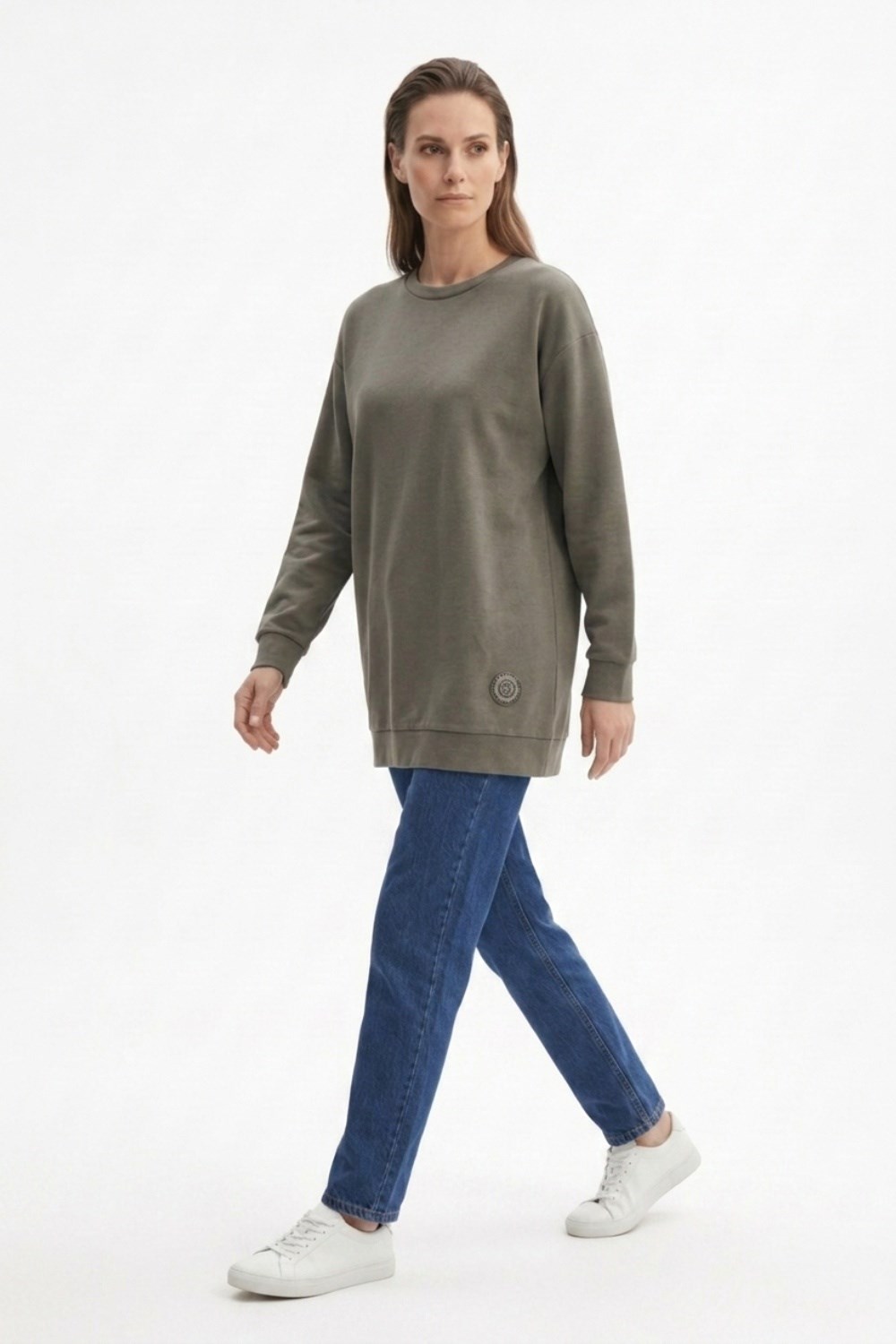 Ceremony 172 Logo Detaylı Uzun Kollu Luna Sweatshirt Haki Tunik CEREMONY 