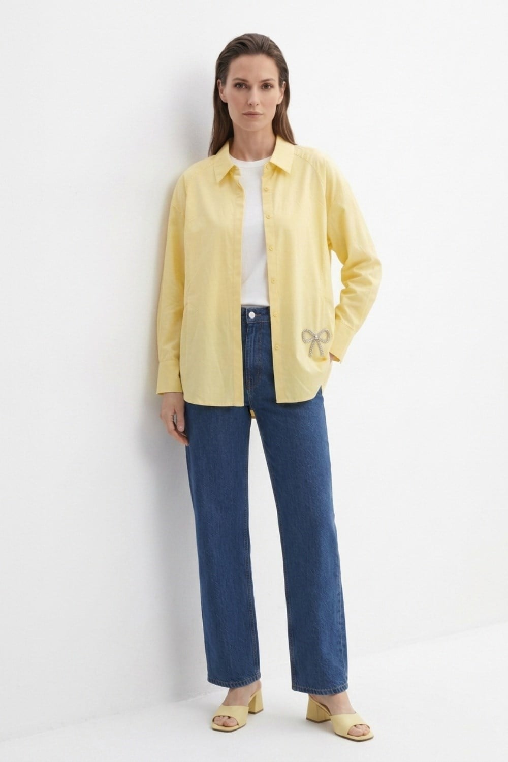 Fiyonk Aksesuarlı Tunik 265195 - Sarı Tunik NEFİSE 