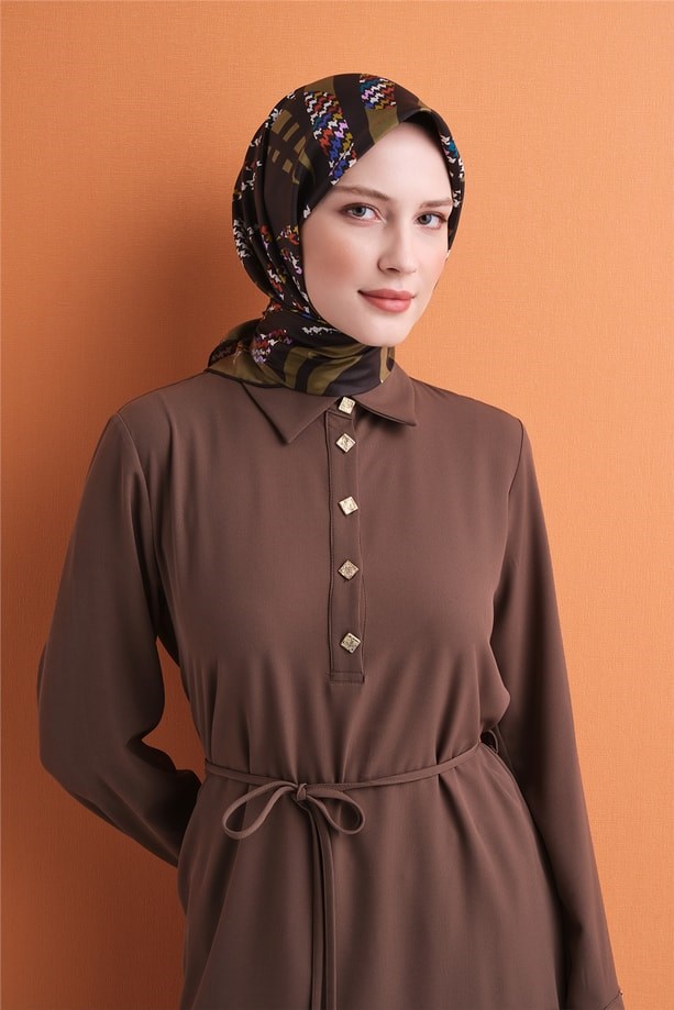 Armine Dj Saf Twill İpek Eşarp 9634D (T) - Olive Eşarp ARMİNE 