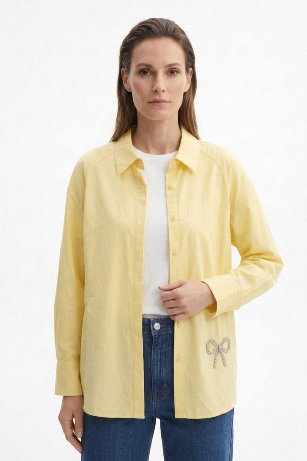 Fiyonk Aksesuarlı Tunik 265195 - Sarı Tunik NEFİSE 