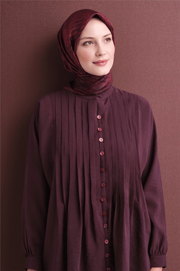 Armine Dj Saf Twill İpek Eşarp 9628D (T) - Bordo Eşarp ARMİNE 