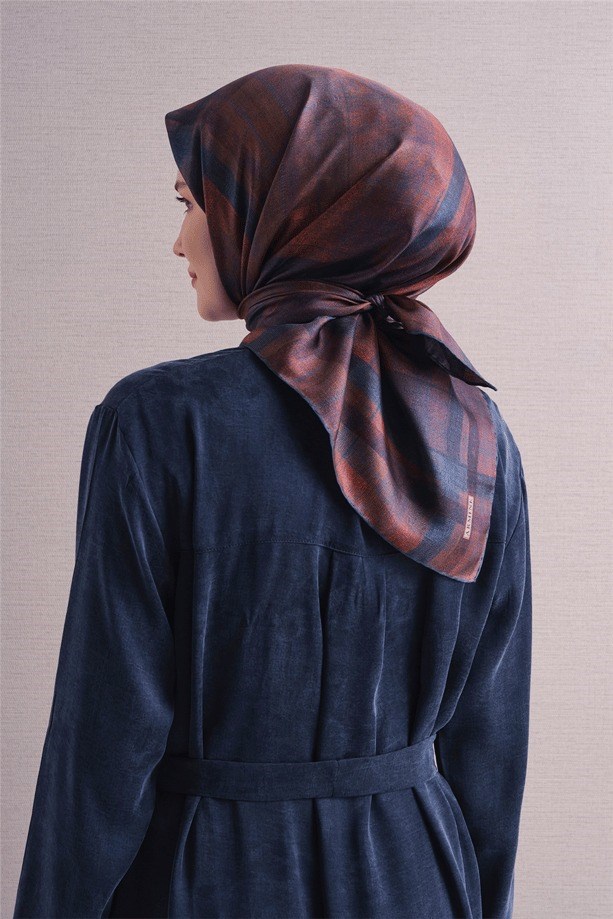 Armine Dj Saf Twill İpek Eşarp 9618D (T) - Füme Eşarp ARMİNE 