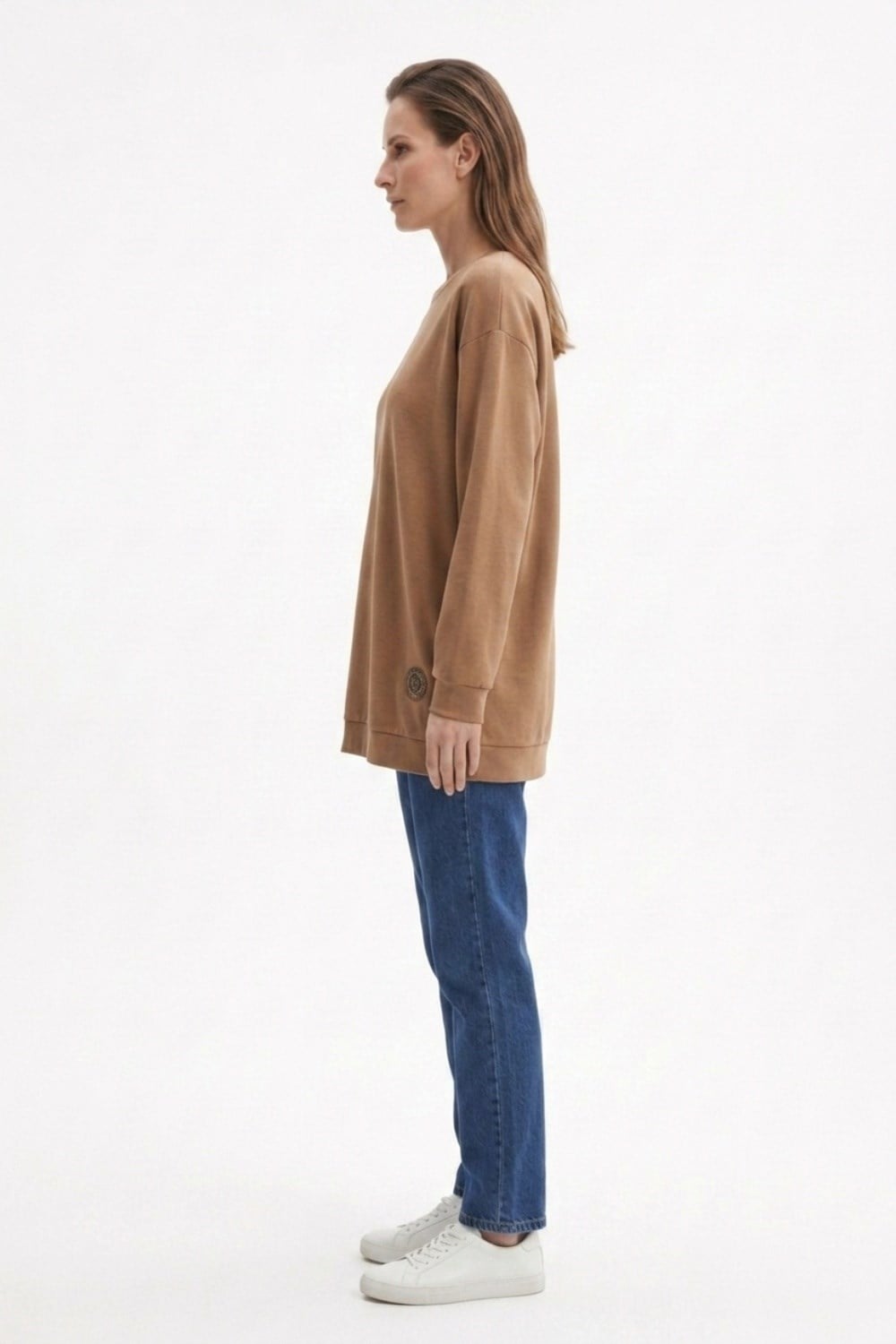 Ceremony 172 Logo Detaylı Uzun Kollu Luna Sweatshirt Camel Tunik CEREMONY 