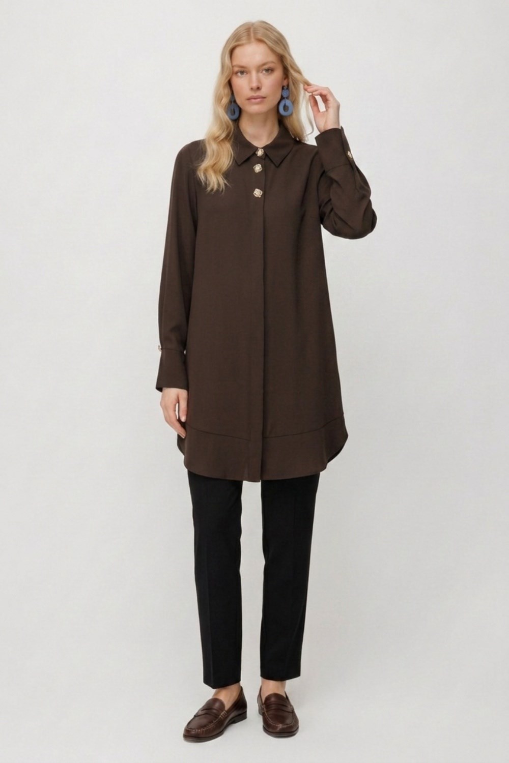 Armine Trend 26KT426 Arm Trend Tunik Kahverengi Tunik ARMİNE TREND 