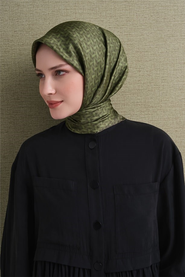 Armine Dj Saf Twill İpek Eşarp 9622D (T) - Haki Eşarp ARMİNE 