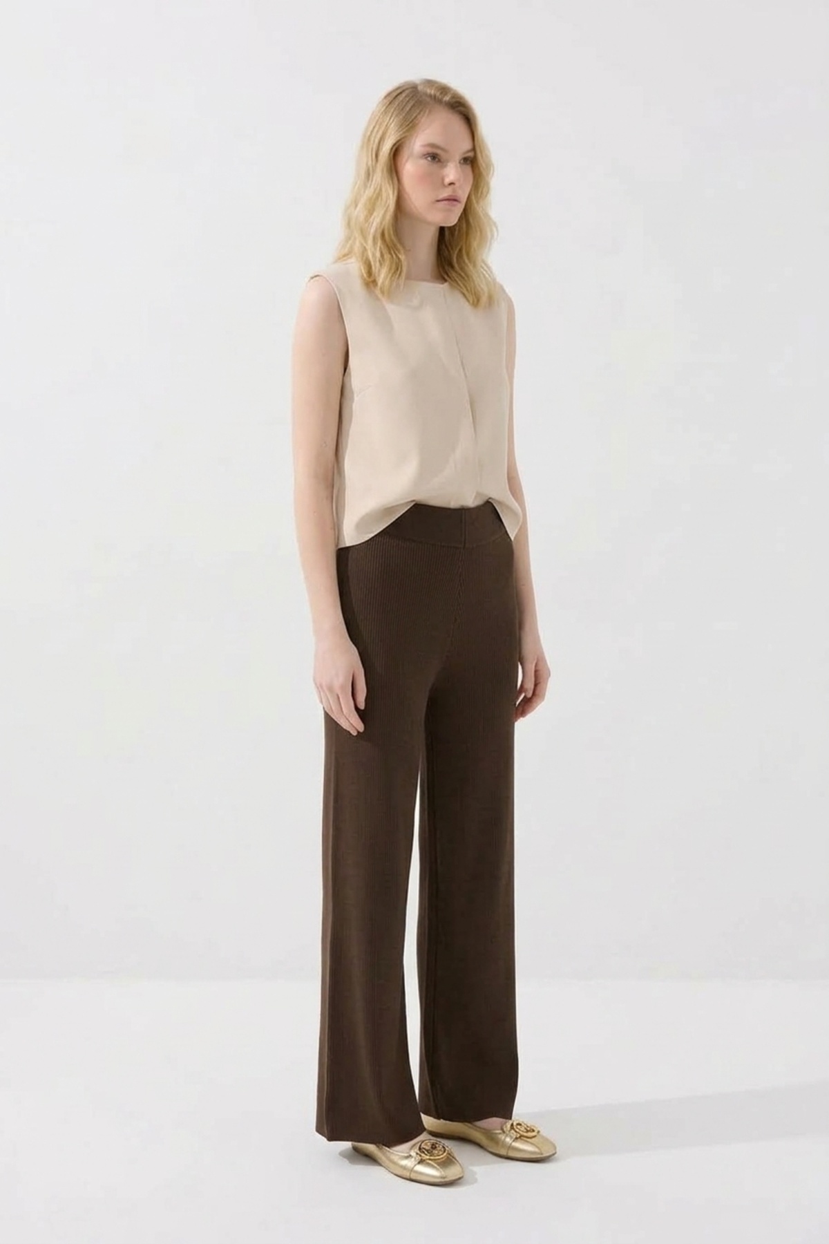Fitilli Bol Paça Pantolon 146030 Kahve Pantolon NEFİSE 