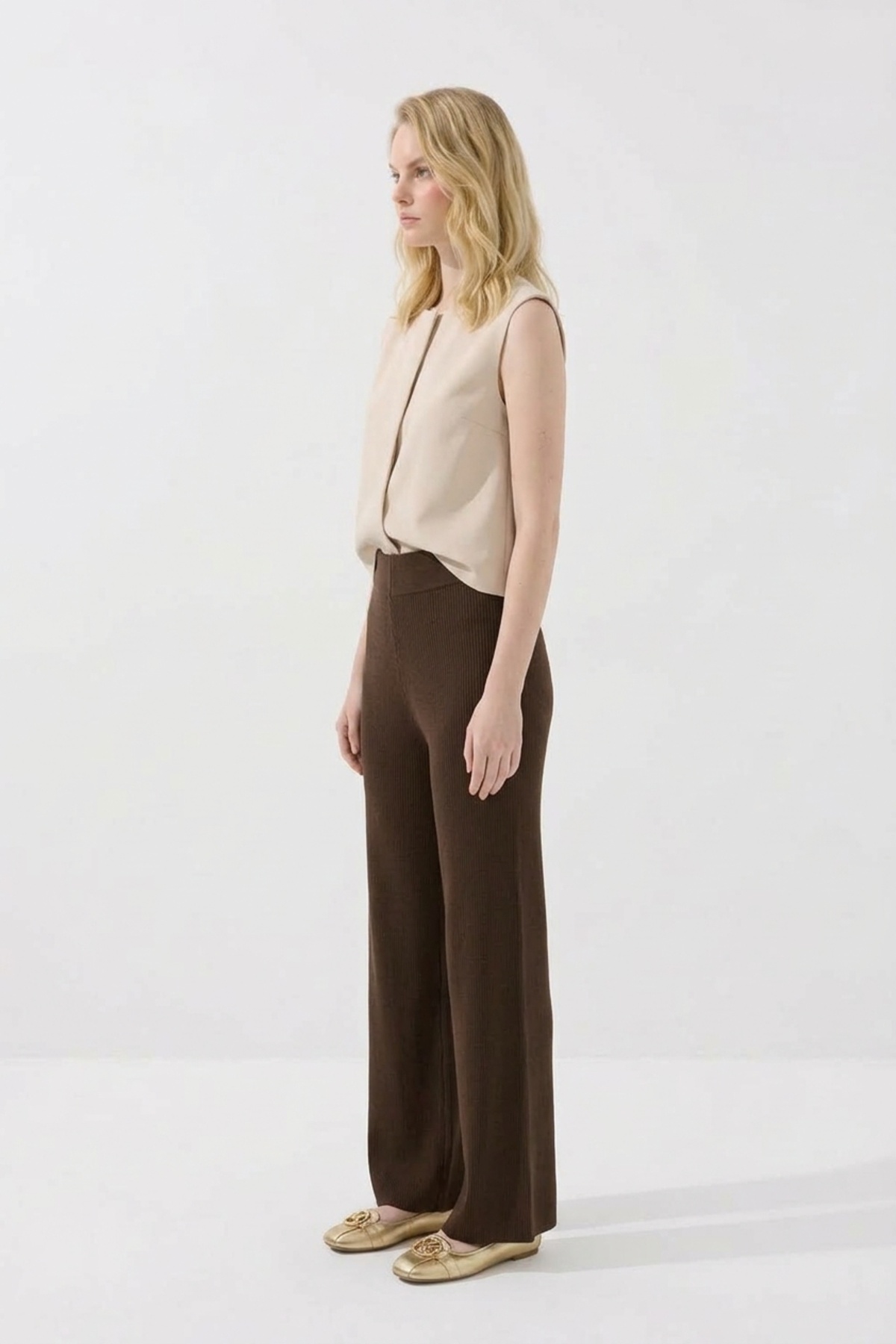 Fitilli Bol Paça Pantolon 146030 Kahve Pantolon NEFİSE 