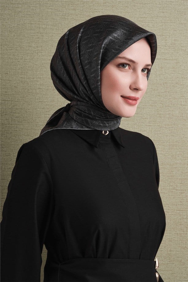 Armine Dj Saf Twill İpek Eşarp 9625D (T) - Füme Eşarp ARMİNE 
