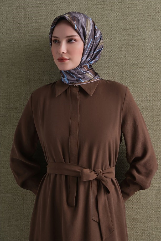 Armine Dj Saf Twill İpek Eşarp 9616D (T) - Gri Eşarp ARMİNE 