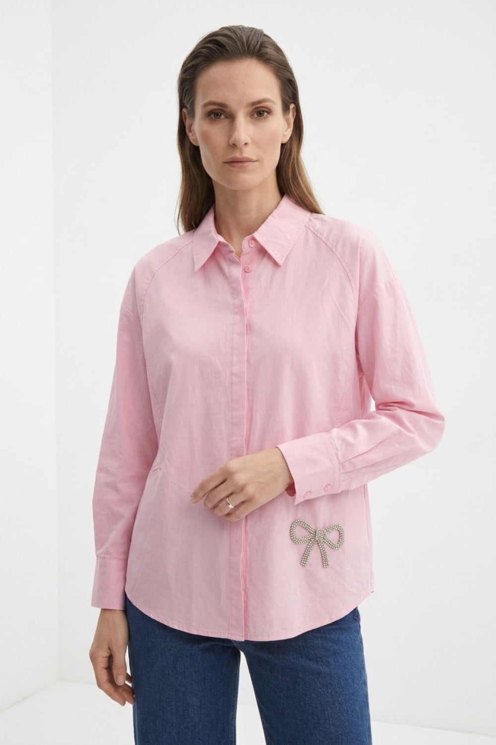 Fiyonk Aksesuarlı Tunik 265195 - Pembe Tunik NEFİSE 