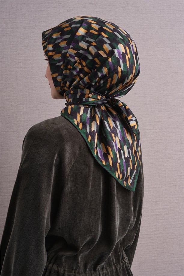 Armine Dj Saf Twill İpek Eşarp 9623D (T) - Yeşil Eşarp ARMİNE 