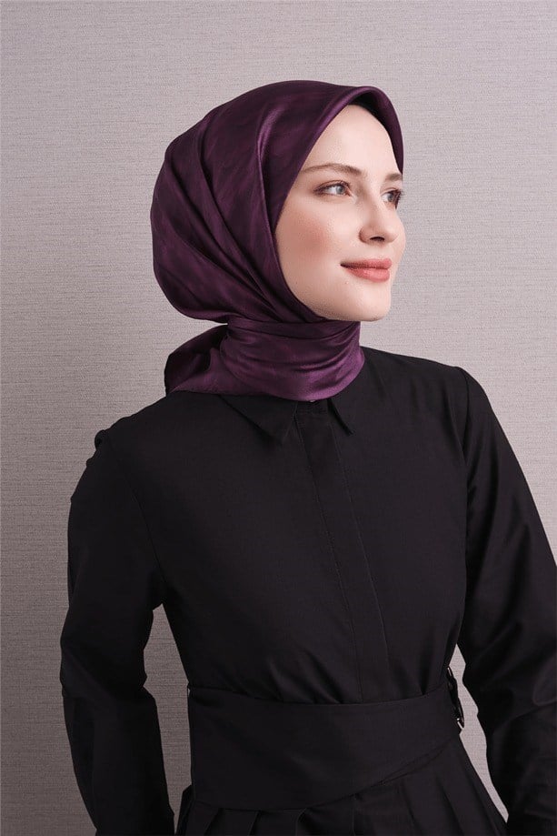 Armine Dj Saf Twill İpek Eşarp 9630D (T) - Mor Eşarp ARMİNE 
