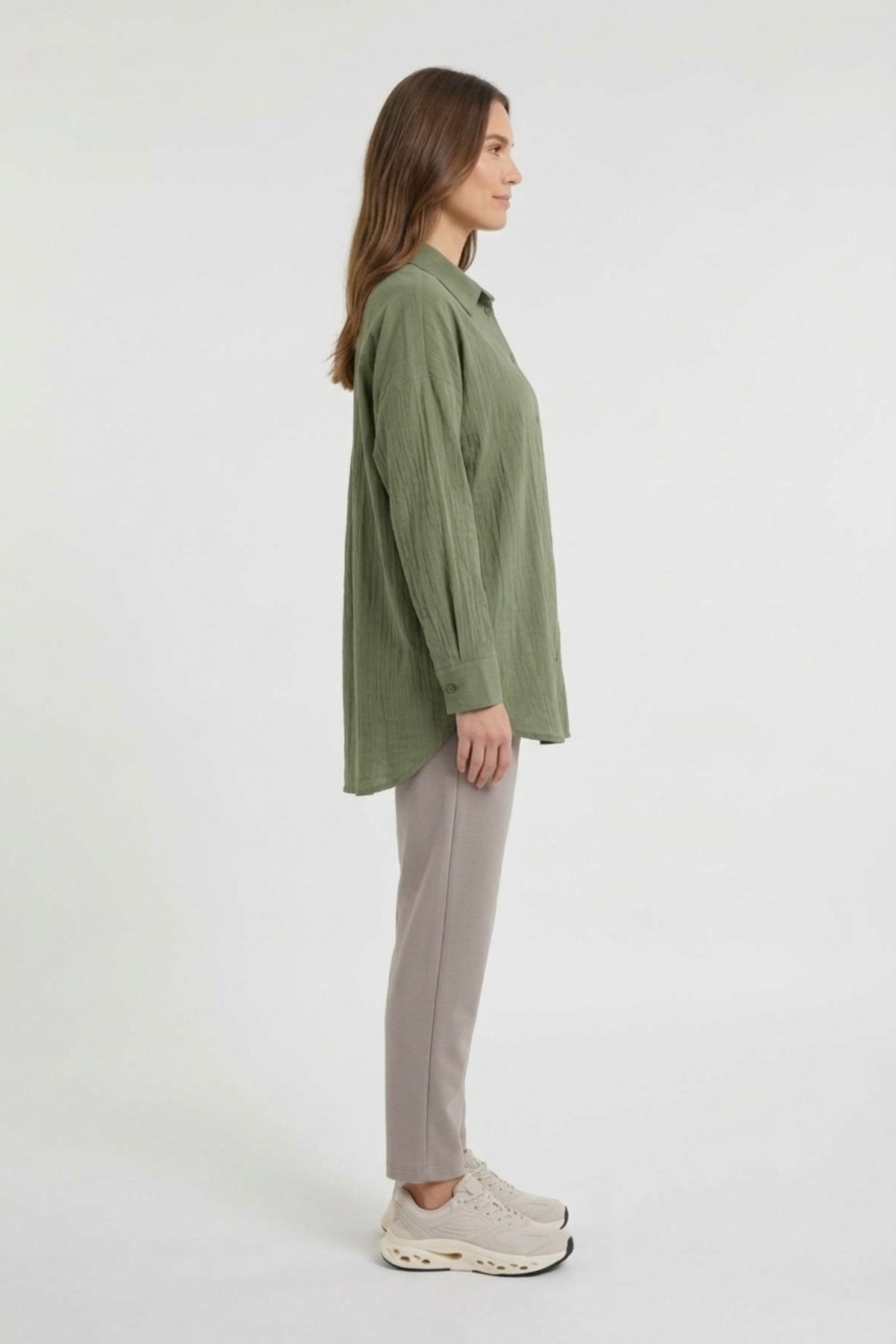 Kraşlı Gömlek 0036221 Haki Tunik İKOLL 