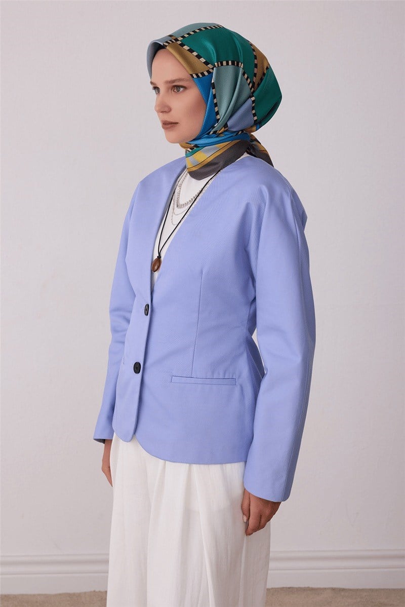 Belli 4419 Simetrik Mozaik Geometrik %100 Twill İpek Eşarp - Füme Eşarp BELLI 