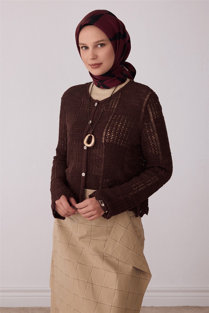 Belli 4429 Fırça Akışı Soyut %100 Twill İpek Eşarp - Mürdüm Eşarp BELLI 