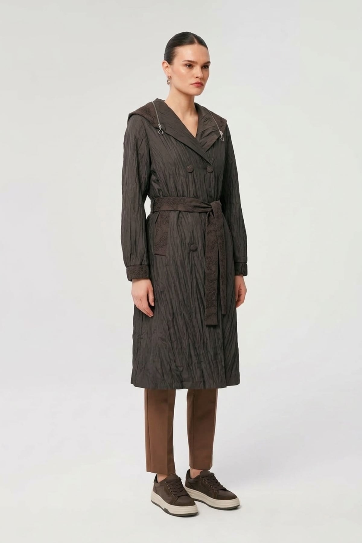 Trenç 6110 Heybe Cep Detay Kırıştırma Trenç Kahve Kap TRENÇ 