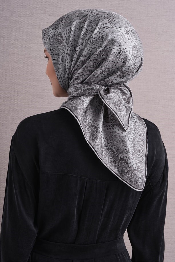 Armine Dj Saf Twill İpek Eşarp 9631D (T) - Gri Eşarp ARMİNE 