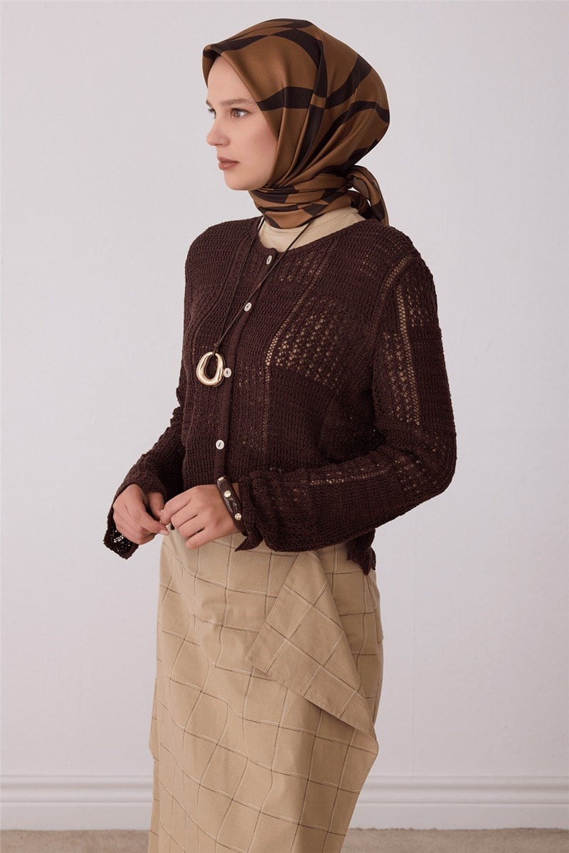 Belli 4429 Fırça Akışı Soyut %100 Twill İpek Eşarp - Camel Eşarp BELLI 